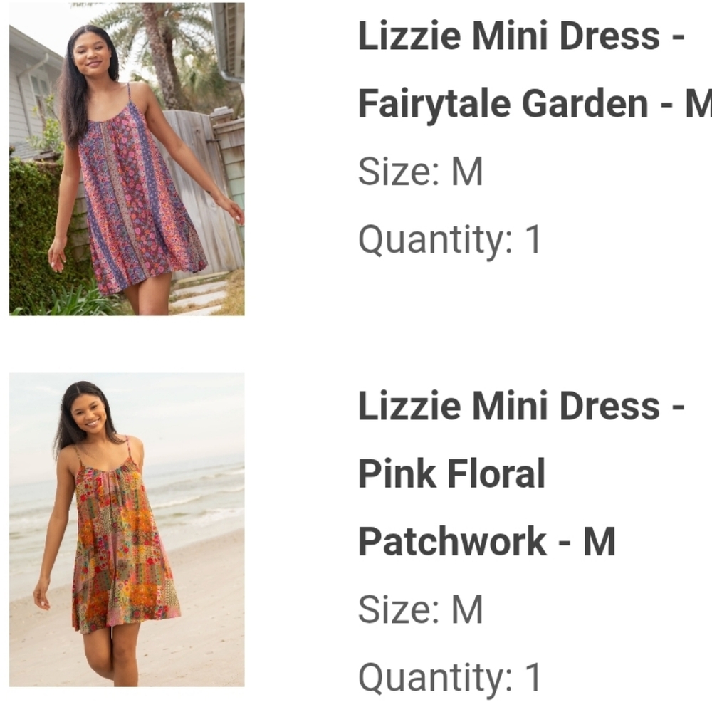 -2- Lizzie Mini Dresses - Fairy Tale Garden AND Pink Floral Patchwork